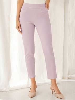 Spanx Dusty Lavender Ankle Pants Medium High Rise Pull On Shaping Cropped